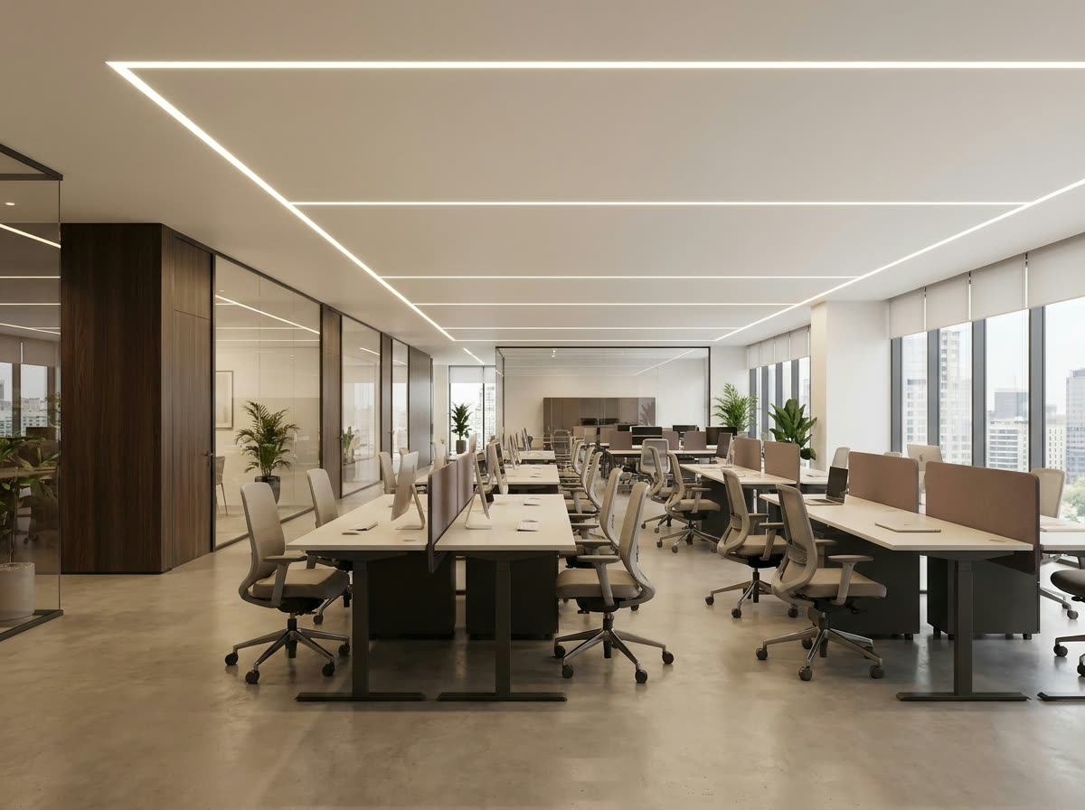 Perfil de LED em escritório corporativo